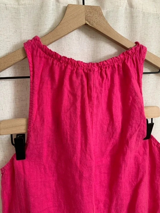 Francesca Bettini Italy 100% Linen Bright Pink Sleeveless Dress Small - Picture 7 of 9